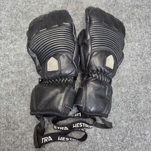 Hestra Mittens Size 8 Used Black Ski Snowboard Gloves Full leather